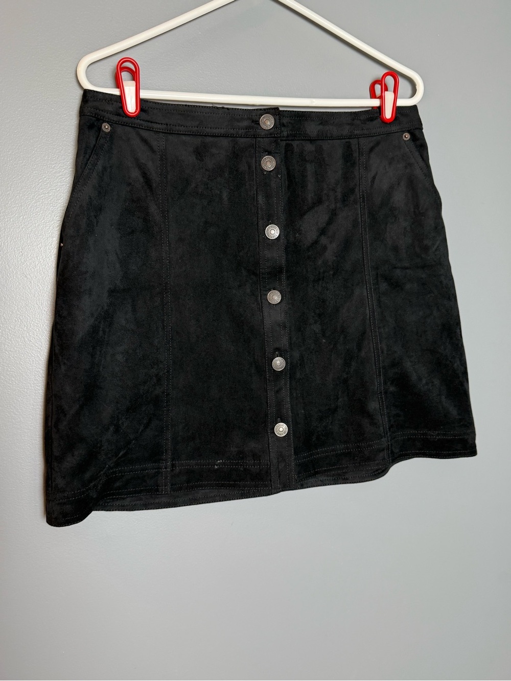 Abercrombie & Fitch Faux Suede Buttoned Miniskirt Womens Sz L